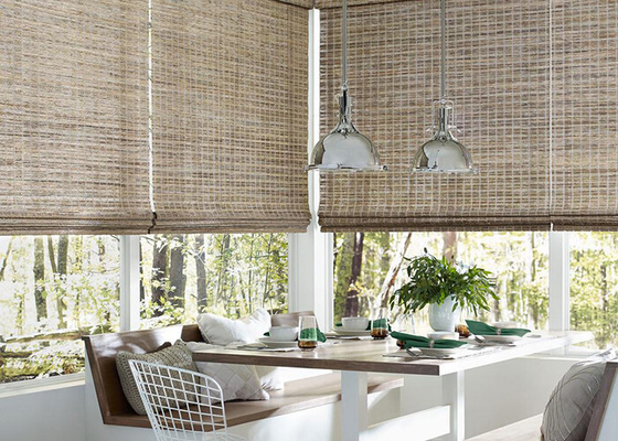 Straw Material Manual Roller Blind Interior Decoration For Bedroom / Living Room