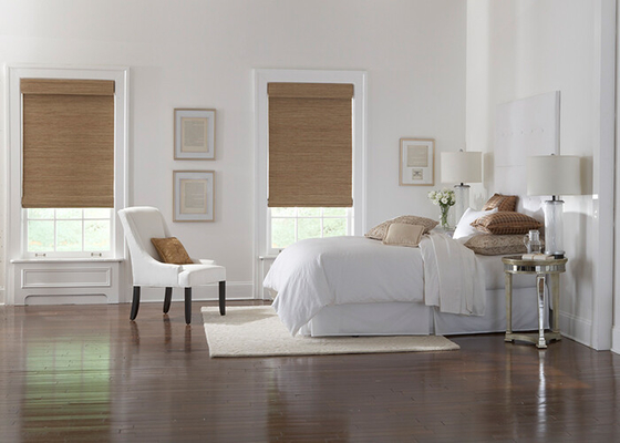 Straw Material Manual Roller Blind Interior Decoration For Bedroom / Living Room