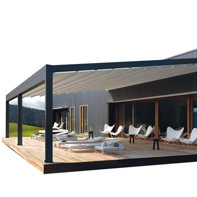 Waterproof PVC Retractable Patio Awning With Led Lights 3 - 5 Years Warranty