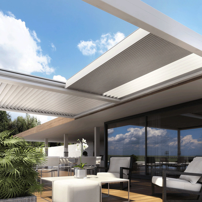 Sun Rain Protection Waterproof Retractable Awning Screen Pergola With Fabric