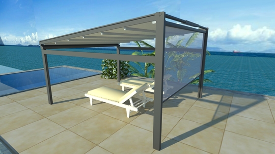 Outdoor Waterproof Retractable Shade Awning Aluminium Side Screen Pation Pergola