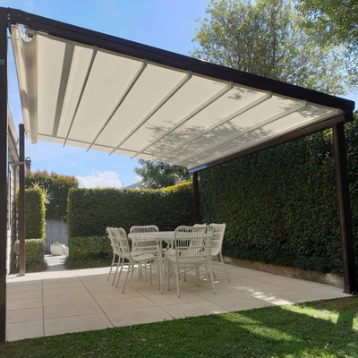 Retractable Shade Awning  SUNC Custom PVC Pergola System With Sliding Canopy