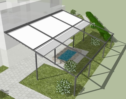 Retractable Shade Awning  SUNC Custom PVC Pergola System With Sliding Canopy