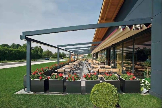 Outdoor Retractable Roof Awning Pvc Fabric Metal Pergola Pvc Coated Sail Finishing