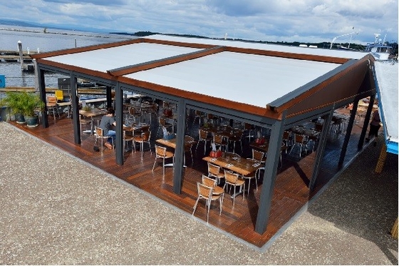 Aluminum Folding Retractable Roof Pergola Attachable Gazebo Side Wall Mounted Awning