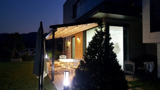 Aluminum Folding Retractable Roof Pergola Attachable Gazebo Side Wall Mounted Awning