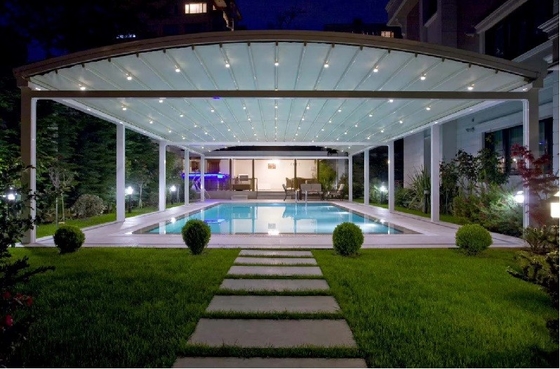 Outdoor Retractable Roof Systems Attachable PVC Pergola Side Wall Mounted Awning