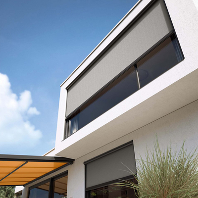 Facade Sunshade Zip Track Motorised Roller Blinds Pvdf Surface