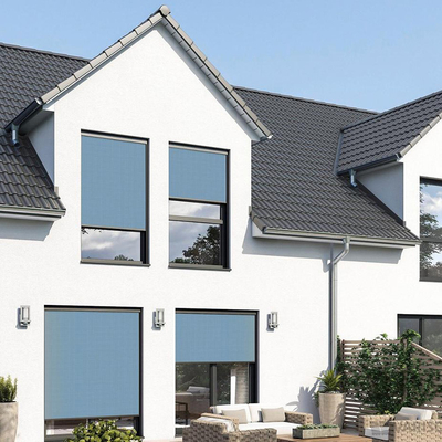 Motorized Exterior Roller Shades UV Proof Sunshade System With Aluminium Gazebo Pergola
