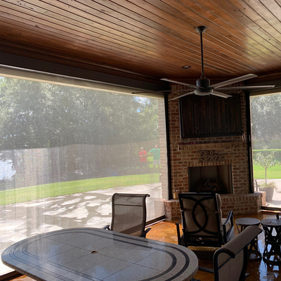Polyester UV Coating Zip Track Blind Terrace Sun Shading Windproo