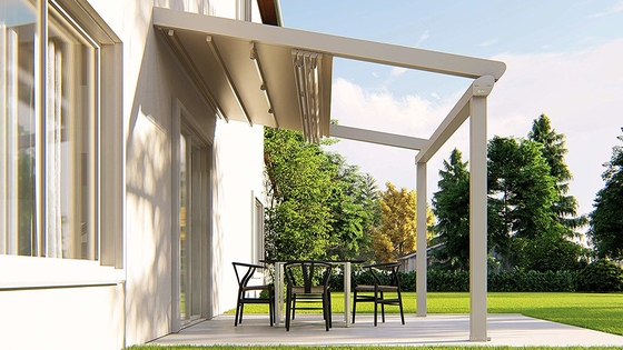 Custom Size Bioclimatic Retractable Metal Awning For Commercial Venues