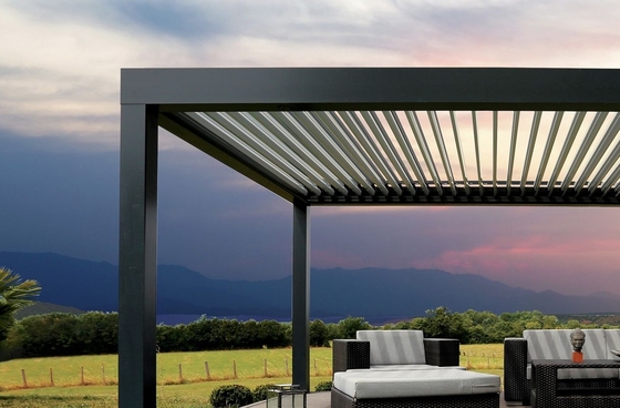 Waterproof PVC Retractable Patio Awning With Led Lights Gazebo