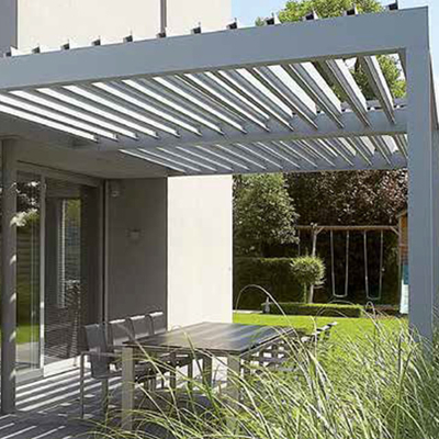 Custom 200mm Blade Adjustable Motorized Aluminum Pergola