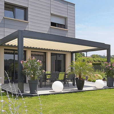 SS304 RAL9016  Folding Aluminium Garden Gazebo Louvered Roof