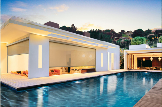 Outdoor Remote Control Waterproof Roller Blinds For Home With Insect Proof