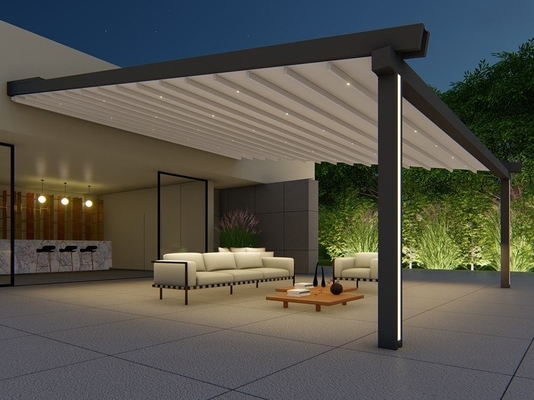 Bioclimatic Retractable Roof Pergola Rain Protection 13.5M Width