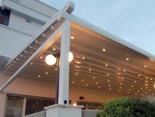 Bioclimatic Retractable Roof Pergola Rain Protection 13.5M Width