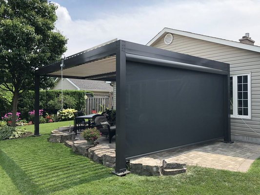 Custom Made Colour Zip Track Blinds Rainproof And Customizable In Dark Grey / White
