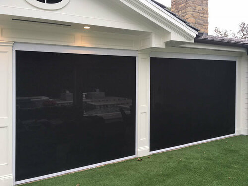 Roll Up Shade Heat Gain Zip Track Blinds UV Proof For Pergola Canopy