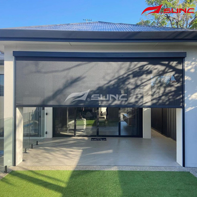 Windproof Zip Track Electric Motorized Roller Blinds For Restaurant