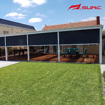 Custom Outdoor Rainproof Fabric Zip Track Blinds with Adjustable Openness Factor