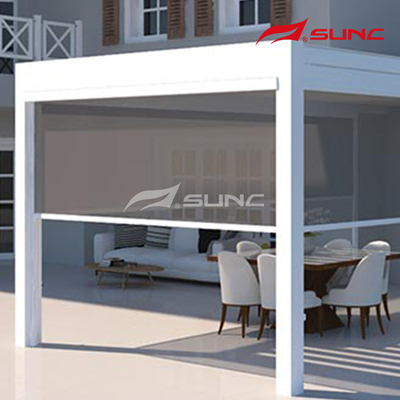Sunshading Motorized Zip Track Outdoor Blinds Windproof Rainproof