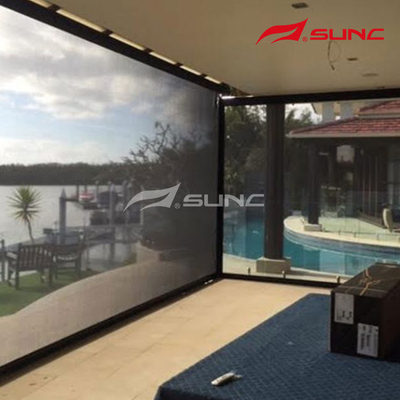 Sunshading Motorized Zip Track Outdoor Blinds Windproof Rainproof