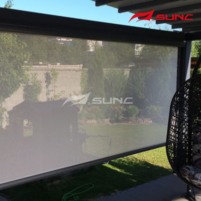 Sunshading Motorized Zip Track Outdoor Blinds Windproof Rainproof