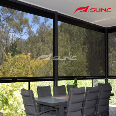 Motorized Roller Shade Zip Track Blinds For Pergola Canopy Restaurant