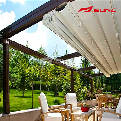Aluminium Frame PVC Sail Retractable Roof Pergola Remote Control