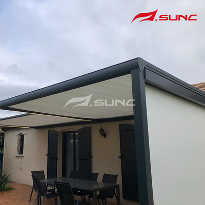 Wall-mounted Installation Retractable Roof Pergola With Motorized Operation And Anodic Oxidation
