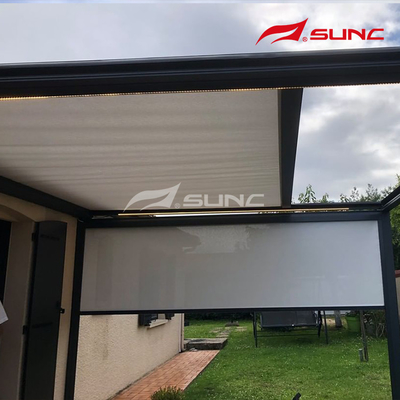 Wall-mounted Installation Retractable Roof Pergola With Motorized Operation And Anodic Oxidation