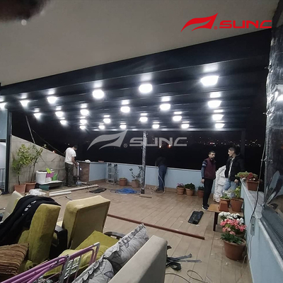 Wall Mounted Or Freestanding Retractable Roof Pergola With Anodic Oxidation And PVC Sail Finishing