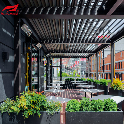 Rain Protection Powered Louvered Pergola Rodent Proof PVDF Coating