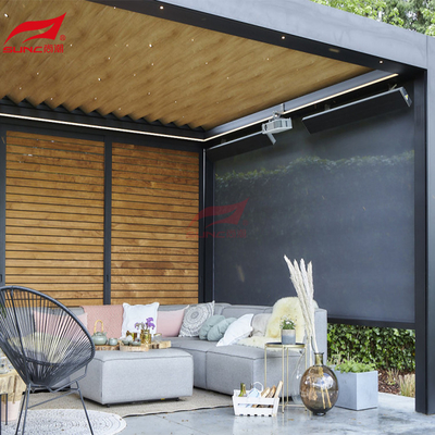 Rain Protection Powered Louvered Pergola Rodent Proof PVDF Coating