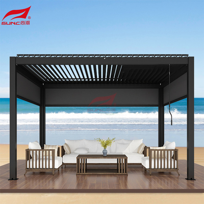 Windproof Retractable Louver Aluminum Pergola Outdoor Manual Patio Pergola