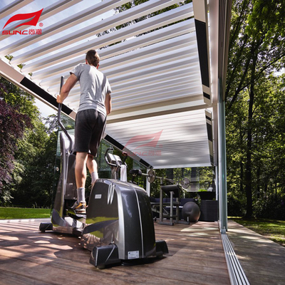 4x4m Outdoor Motorized Aluminum Pergola With Louver Roof Garden Building