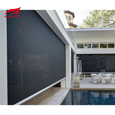 Motorized Outdoor Roller Blinds Patio Window Sunshade Zip Track Blinds