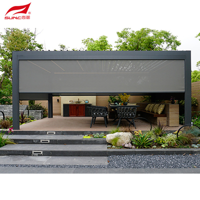 Patio Outdoor Adjustable Louvered Roof Pergola Gazebo With Sun Shade Ziptrack Blinds