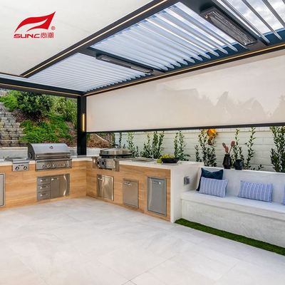 12" X 12" Aluminium Pergola With Aluminium Alloy 6063 Louver Blades And Drainage System
