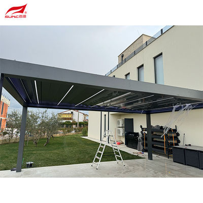 Özel çerçeve arka bahçesi ile açık hava su geçirmez motorlu alüminyum pergola