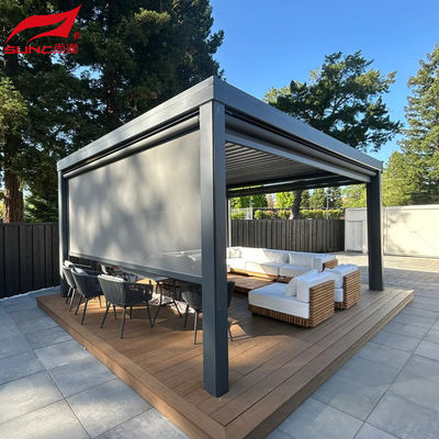 Smart Remote Controlled Aluminum Garden Pergola Waterproof Windproof Gazebo Outdoor/Freestanding
