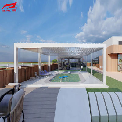 Customized Size Motorized Aluminum Pergola In White Color Ideal For Garden And Swimming Pool
