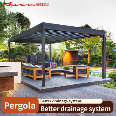 Bahçe tasarımı için su geçirmez rüzgar geçirmez alüminyum pergola alüminyum geri çekilebilir pergola