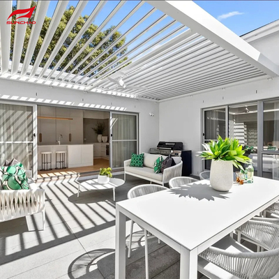 Swimming Pool Motorized Aluminum Pergola White for Garden Design