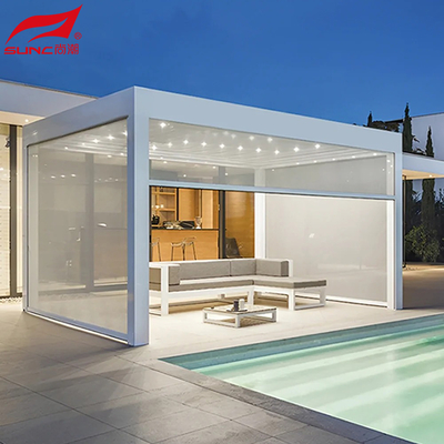 Customized Size Motorized Aluminum Pergola Remote Control and Smart Home Integration for Waterproof Windproof Feature