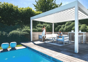 Pool Aluminum Retractable Outdoor Roof , Retractable Roof Shade PVDF Coating