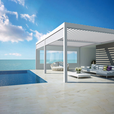 ISO9001 Bioclimated 2.0mm Metal Frame Aluminum Pergola