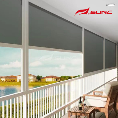 Fabric Roller Shade With Rainproof Zip Track Aluminium Alloy Side Track Window Blinds