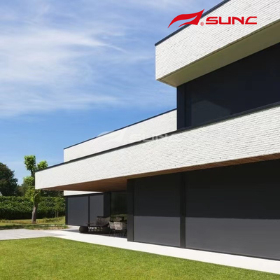 Fabric Roller Shade With Rainproof Zip Track Aluminium Alloy Side Track Window Blinds